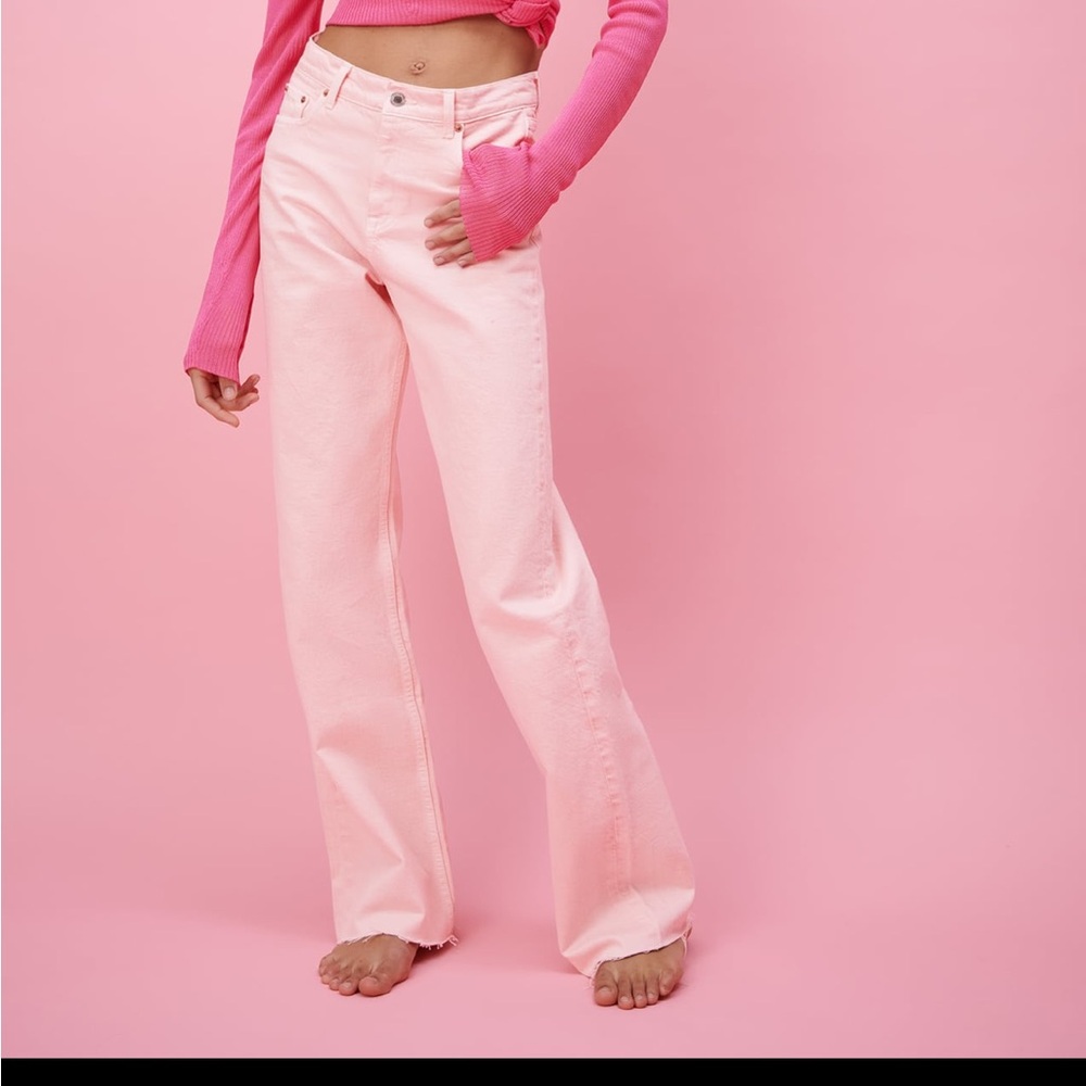 Pink Zara high rise jeans